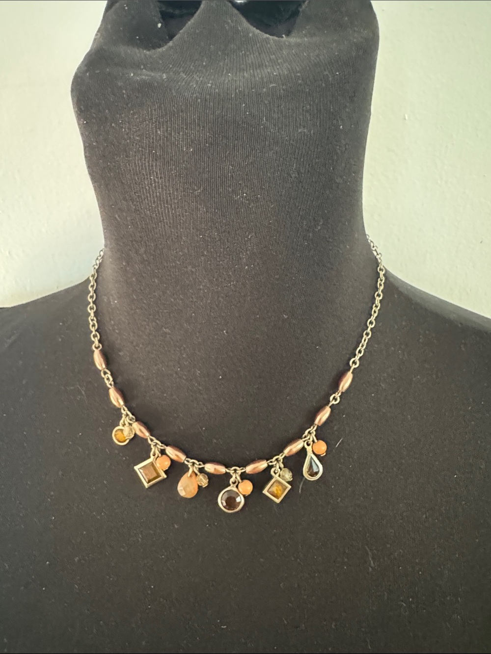 LC Lauren Conrad Gold-Tone Multicharm Necklace with Amber and Peach Accents